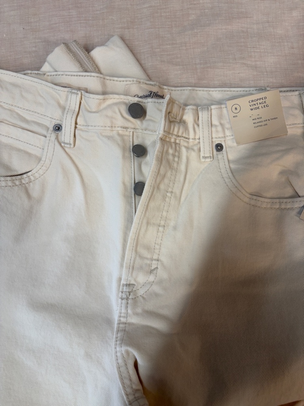 High-Rise Cropped Vintage Wide Leg Jeans - White 8 - Picture 3 of 5